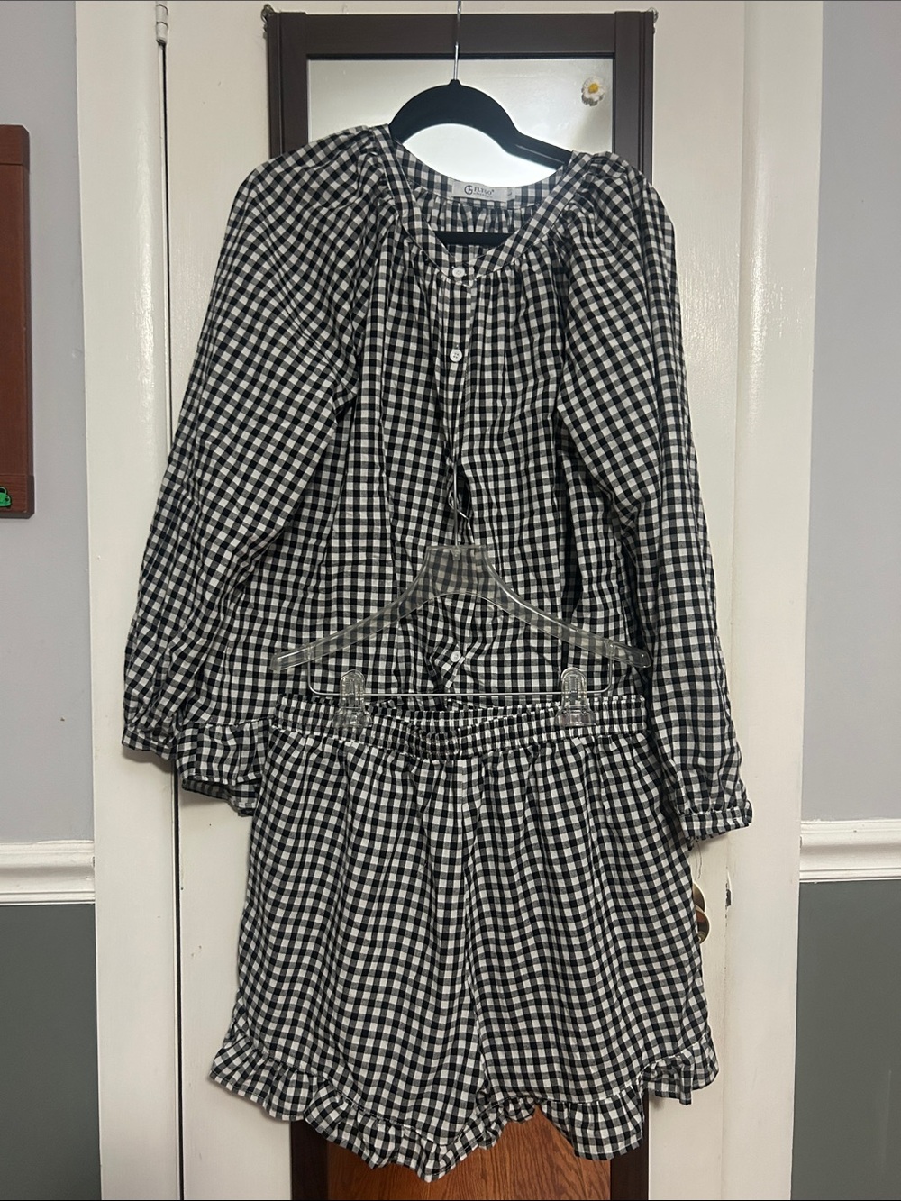 GAP Black and White Gingham Ruffle Hem Shorts